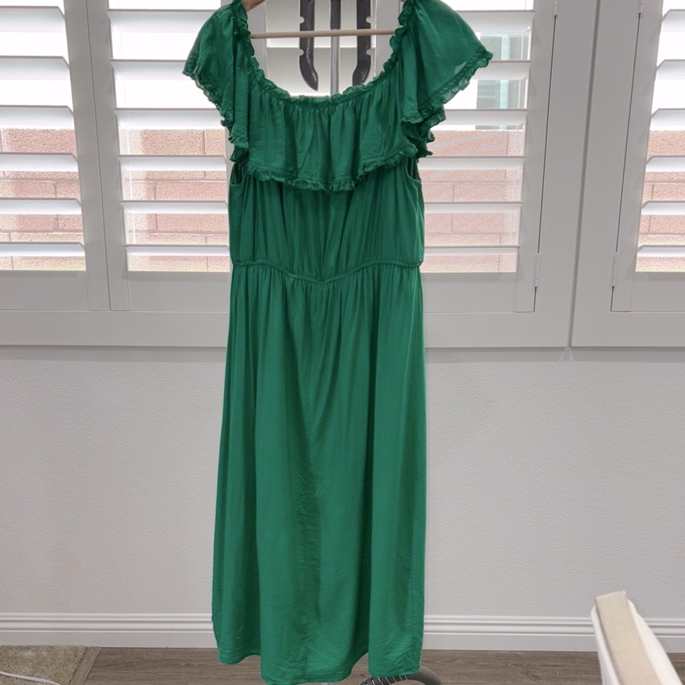 Green midi Ruffle Dress - Picture 4 of 5